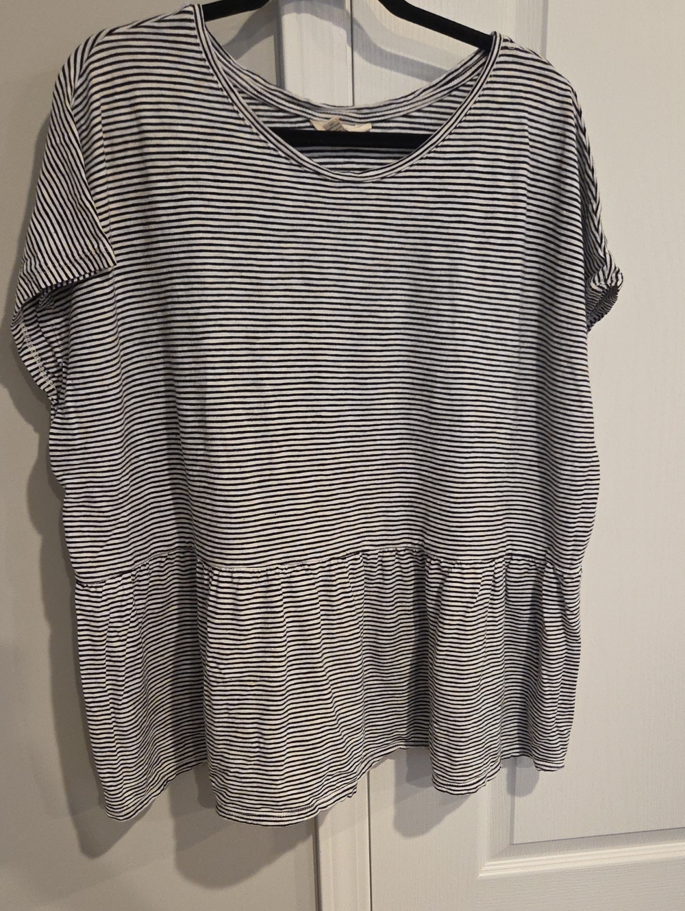 Striped Peplum Short-Sleeve Top